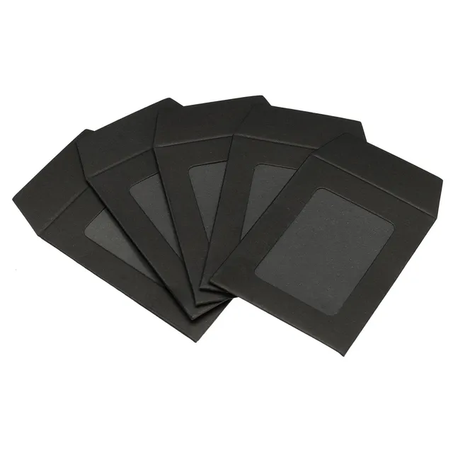 sourcing map enveloppe à fenêtre noire 8x6 cm lot de 10