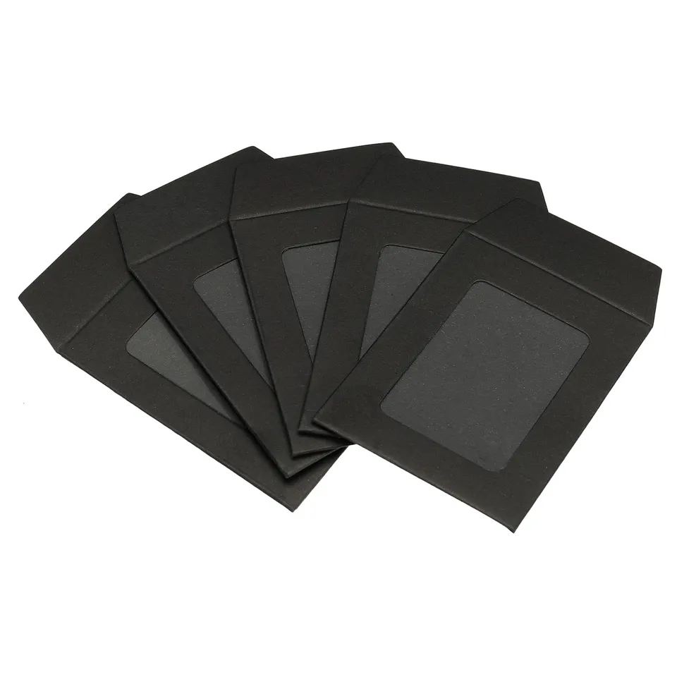 sourcing map enveloppe à fenêtre noire 8x6 cm lot de 10