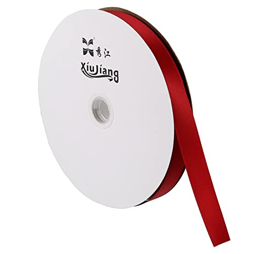 Sourcing Map Ruban Satin Rouge Rubis 20mm x 91,4m Rouleau