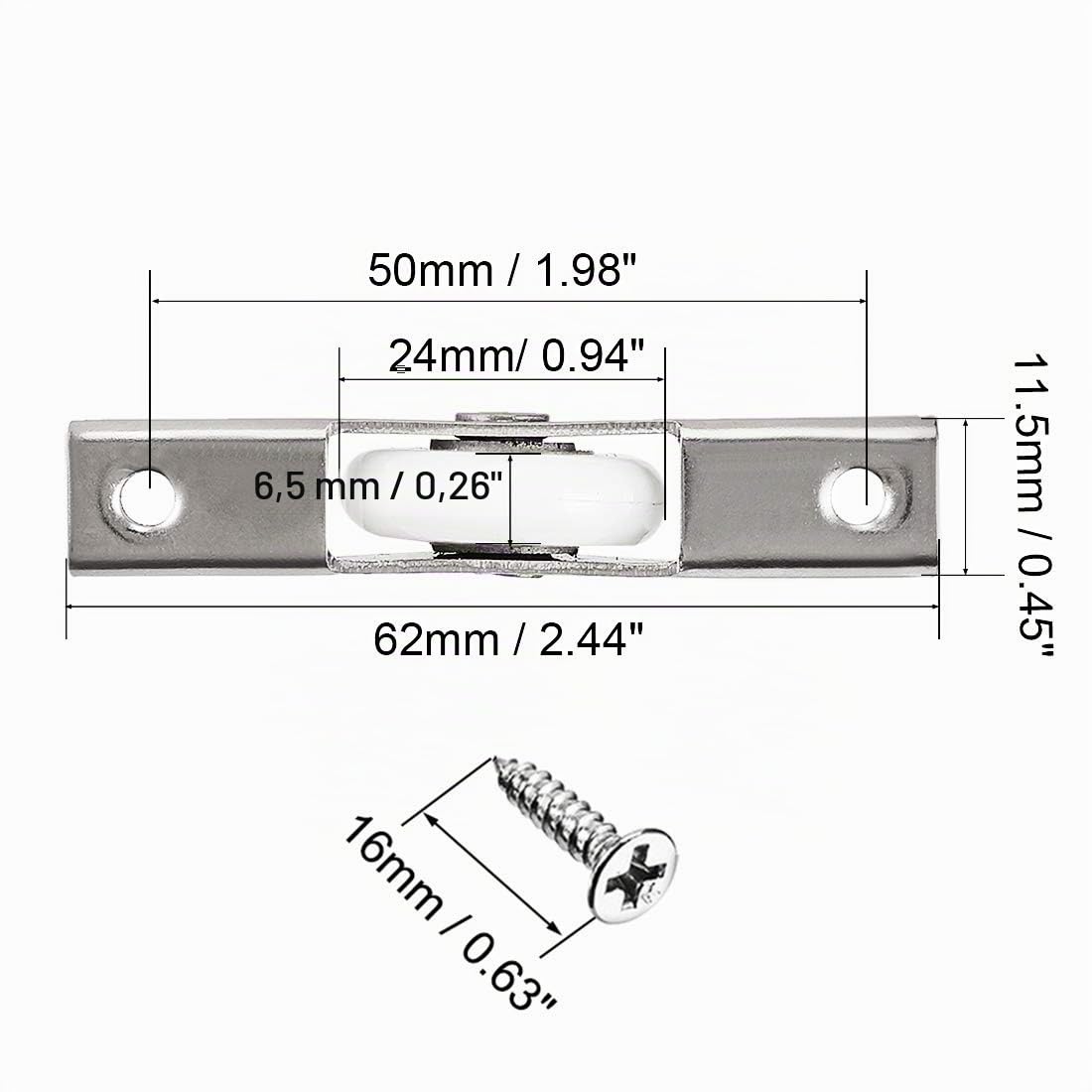 Sourcingmap Roulette Porte Coulissante 24mm Lot 10pcs Nylon
