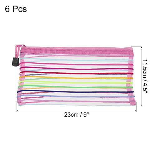 sourcing map B6 pochette maille zippée rose lot de 6 nylon