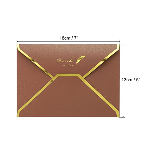 sourcing map Enveloppes B6 marron bord doré x20 mariage