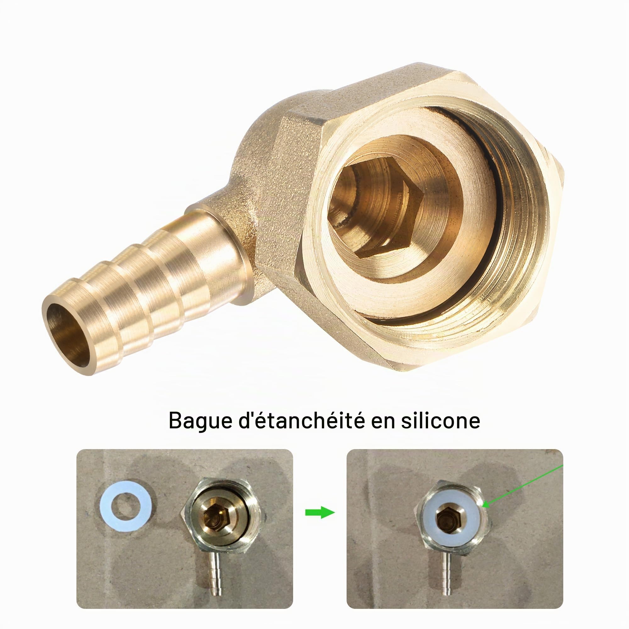 Sourcing Map Raccord Cannelé Laiton Coudé 8mm G1/2 Femelle