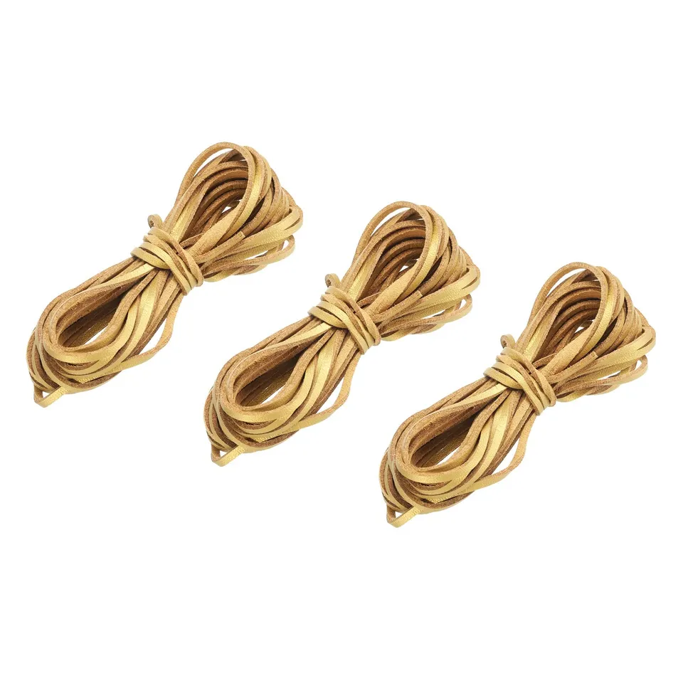 sourcing map cordon cuir plat doré 5m lot 3