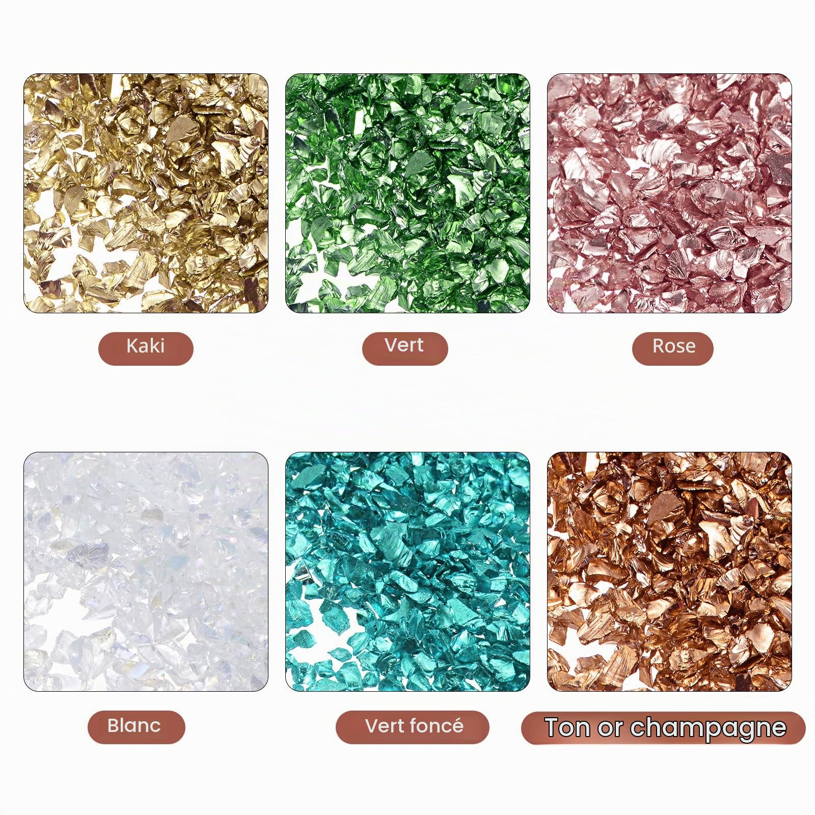 sourcing map Verre concassé déco kaki 1-4 mm 28 g