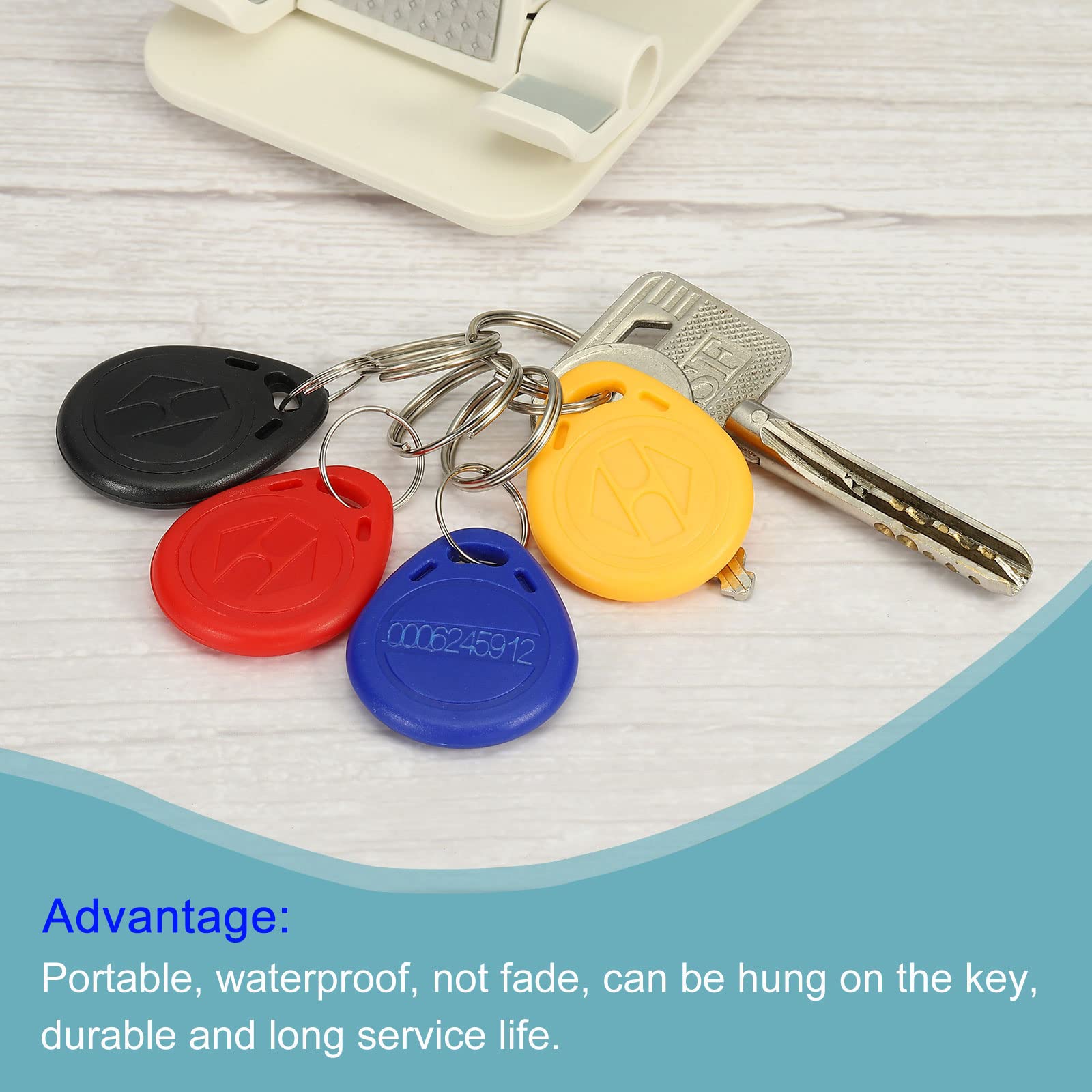 sourcing map badge RFID 125kHz jaune porte-clés lot 10
