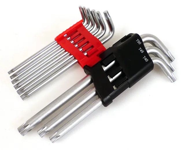 PRECISION STEEL Outillage à main 9 clés étoiles coudées T10-T50 torx
