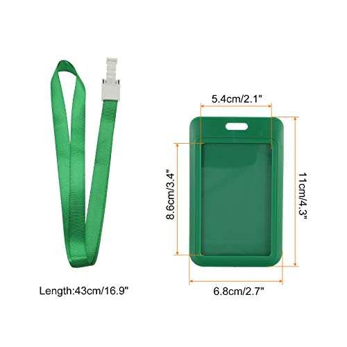 sourcing map Porte-badge ID rigide vert lot de 2 avec tour de cou
