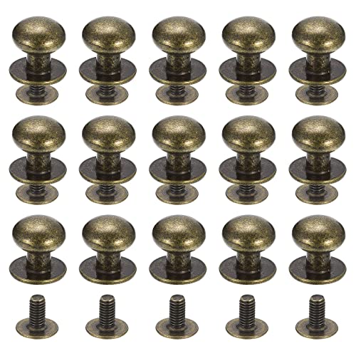 Sourcing Map Rivet Cuir Tête Ronde 10mm Bronzé x15