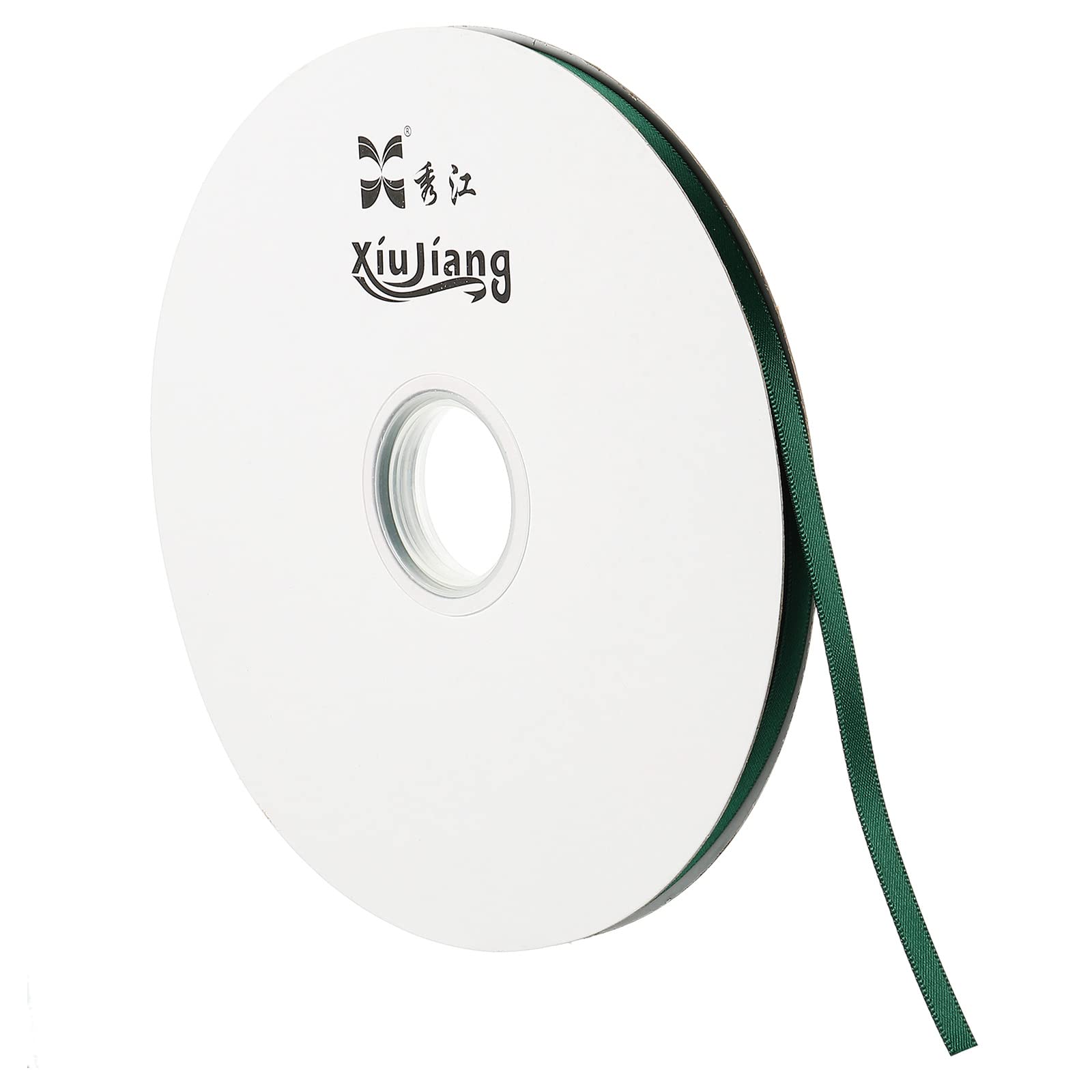 sourcing map Ruban Satin Vert Foncé 7mm x 91,4m Double Face