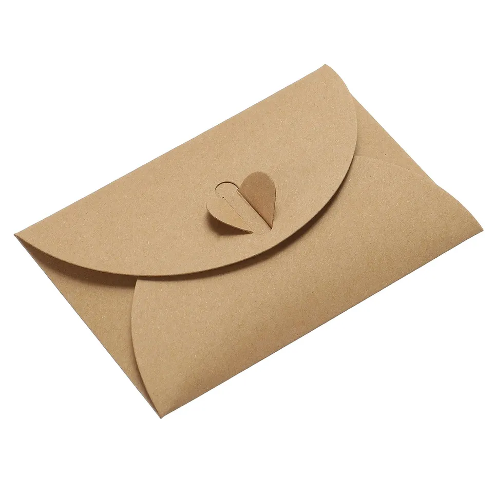 Sourcing Map Mini Enveloppe Papier Marron Cœur 7x10,5cm x24