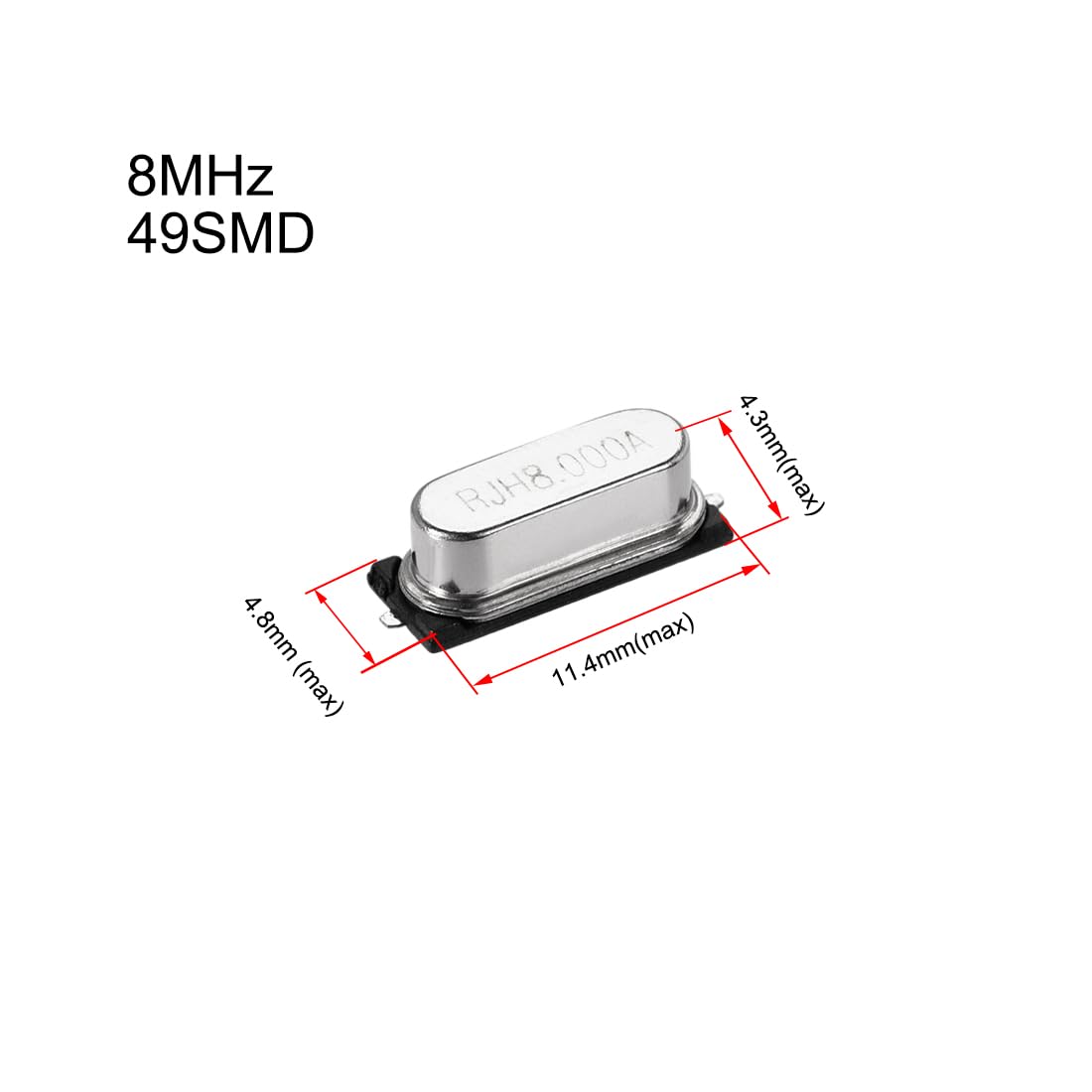 sourcing map 49SMD oscillateur quartz 8MHz 5 pièces CMS