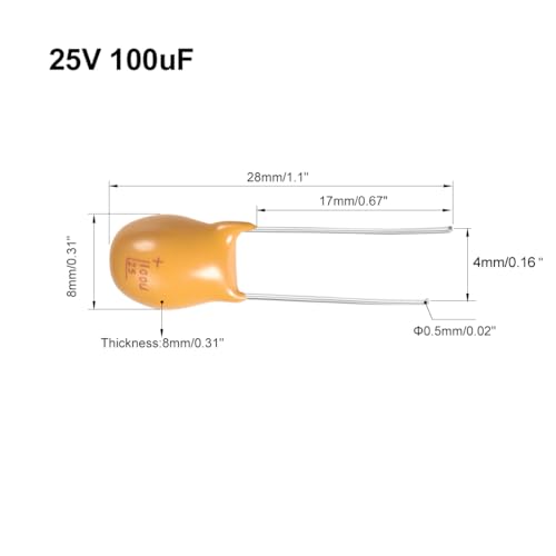 Sourcingmap condensateur tantale 100µF 25V lot de 5