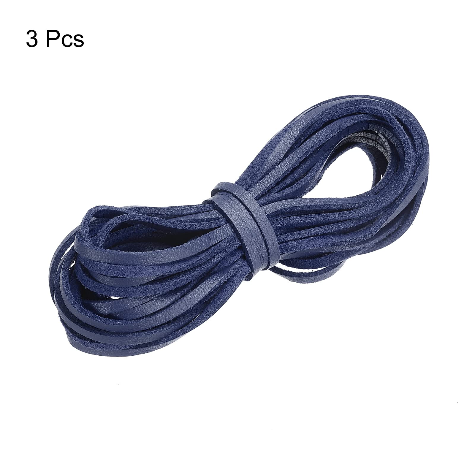 sourcing map Home & Garden cordon cuir plat bleu marine 5 m 3 pcs
