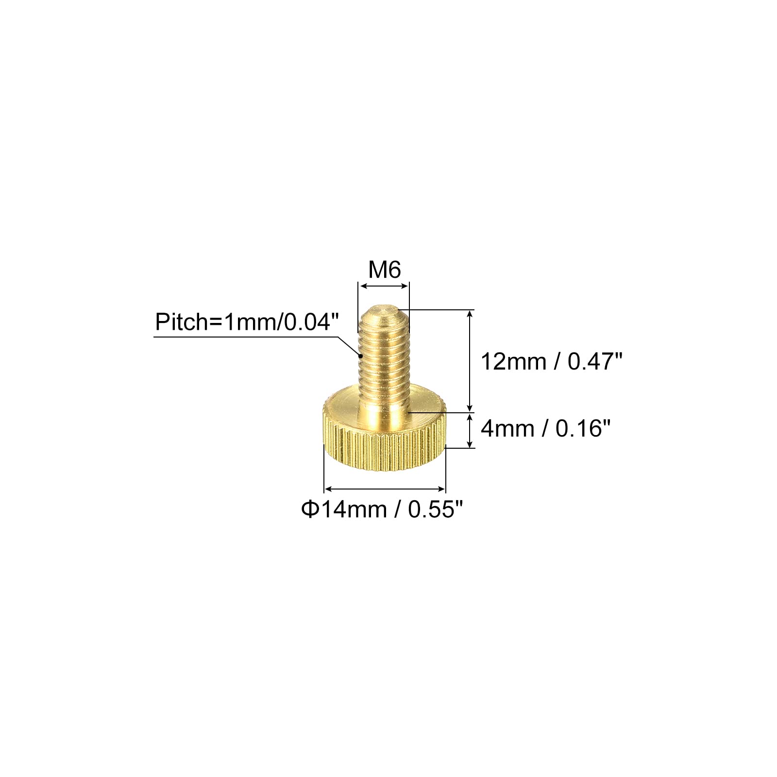 sourcing map M6x12mm vis moletée laiton lot de 5 sans outil