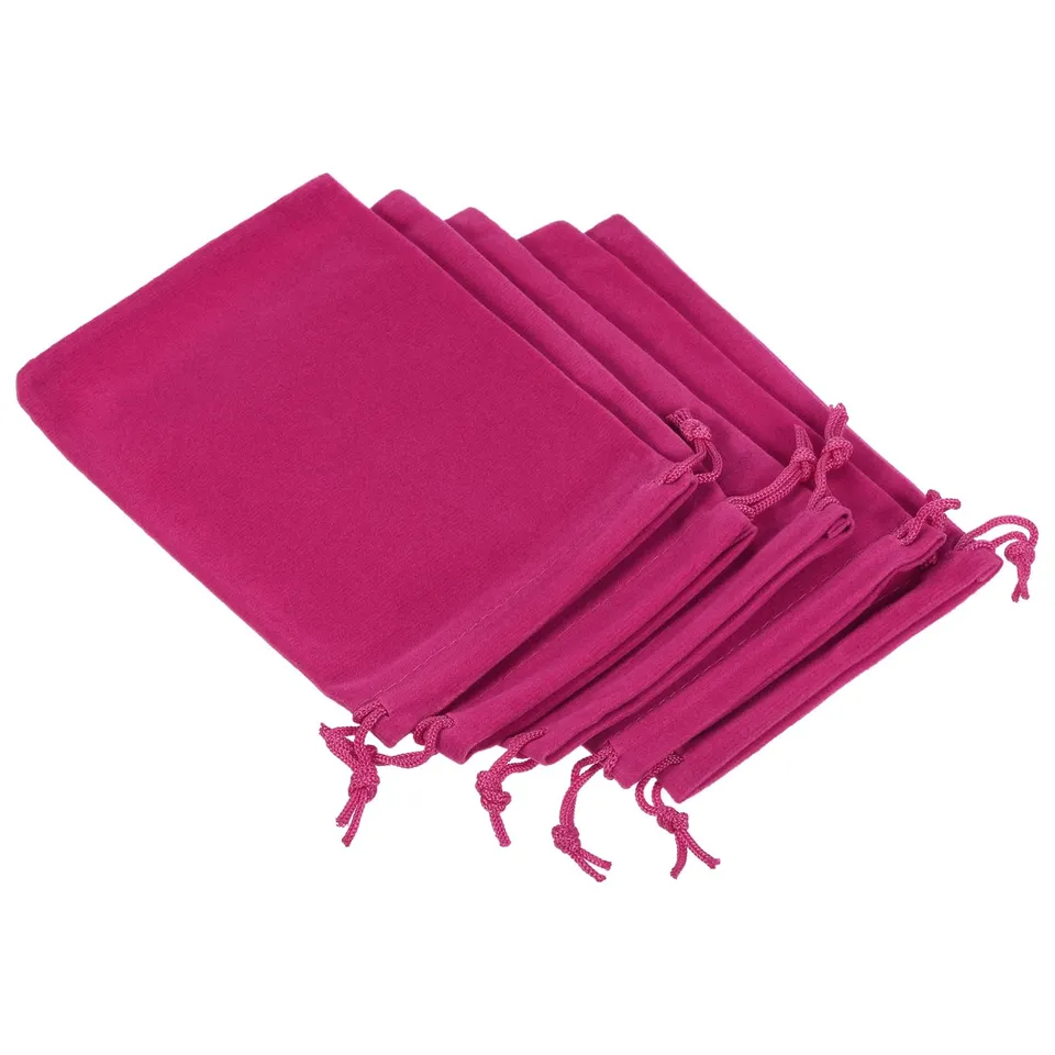 sourcing map Pochette Microfibre Rose Rouge 14x10cm Lot 5