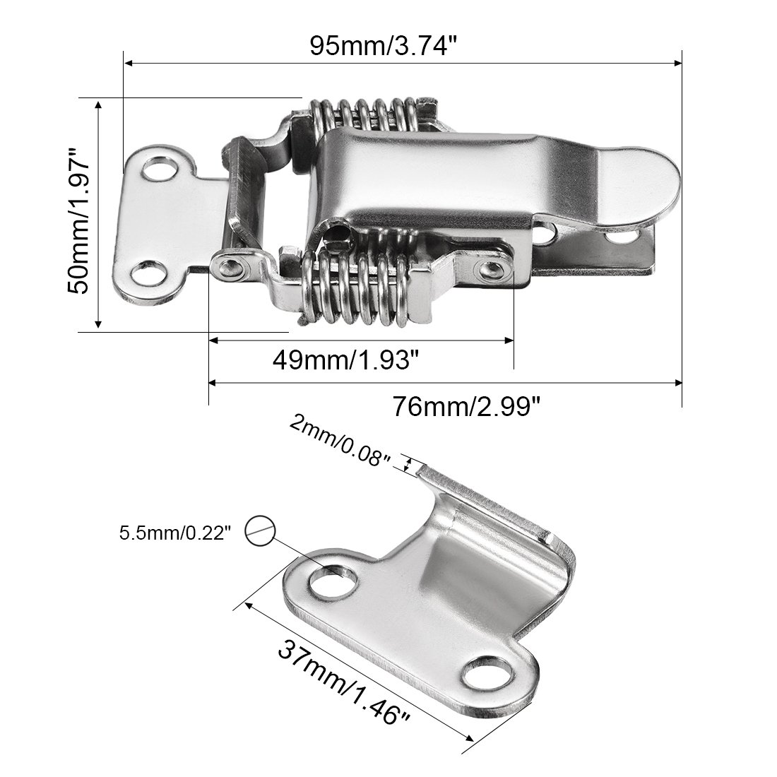 Sourcingmap Fermoir Levier Inox 95mm Lot 4pcs