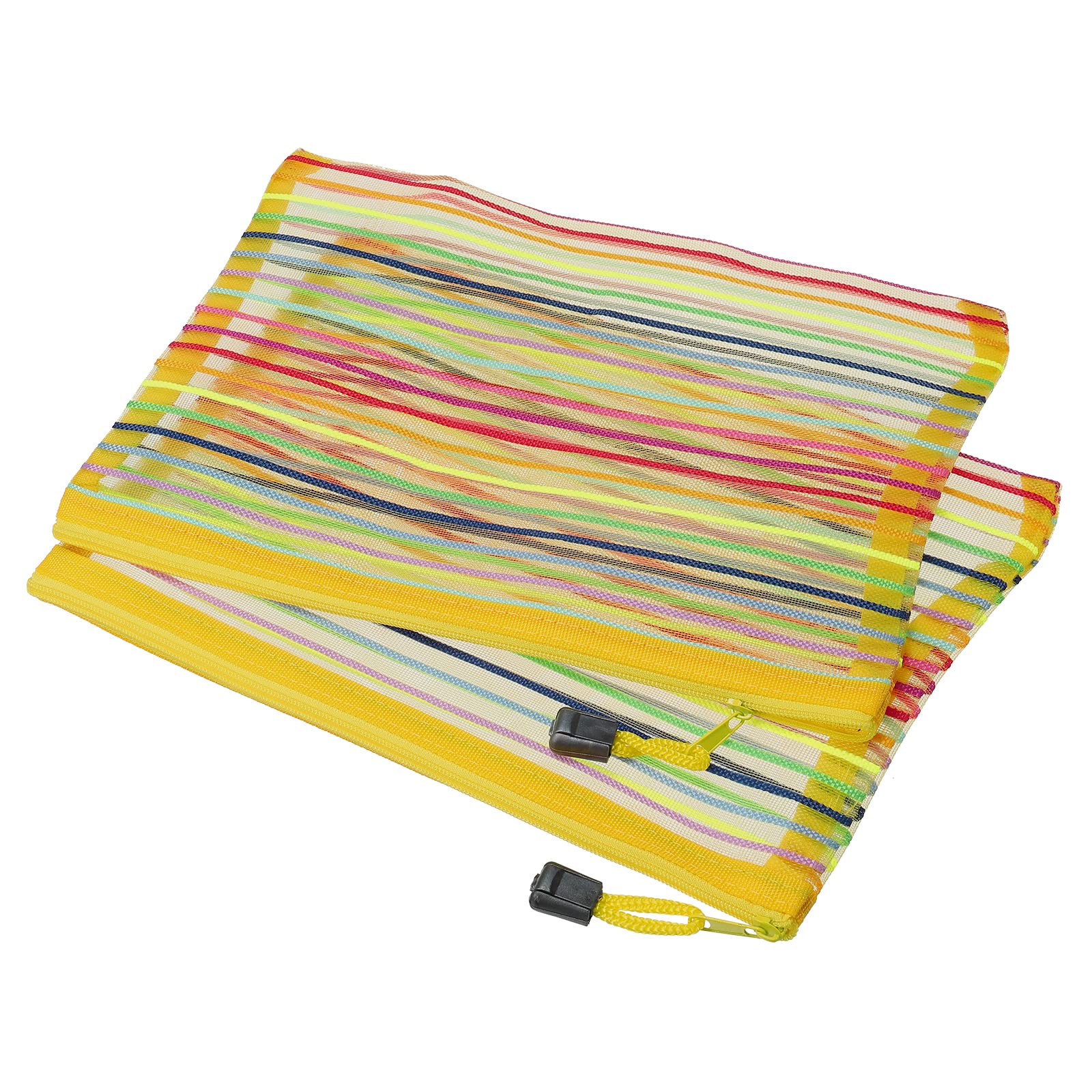sourcing map A5 pochette zippée maille jaune lot 6 nylon