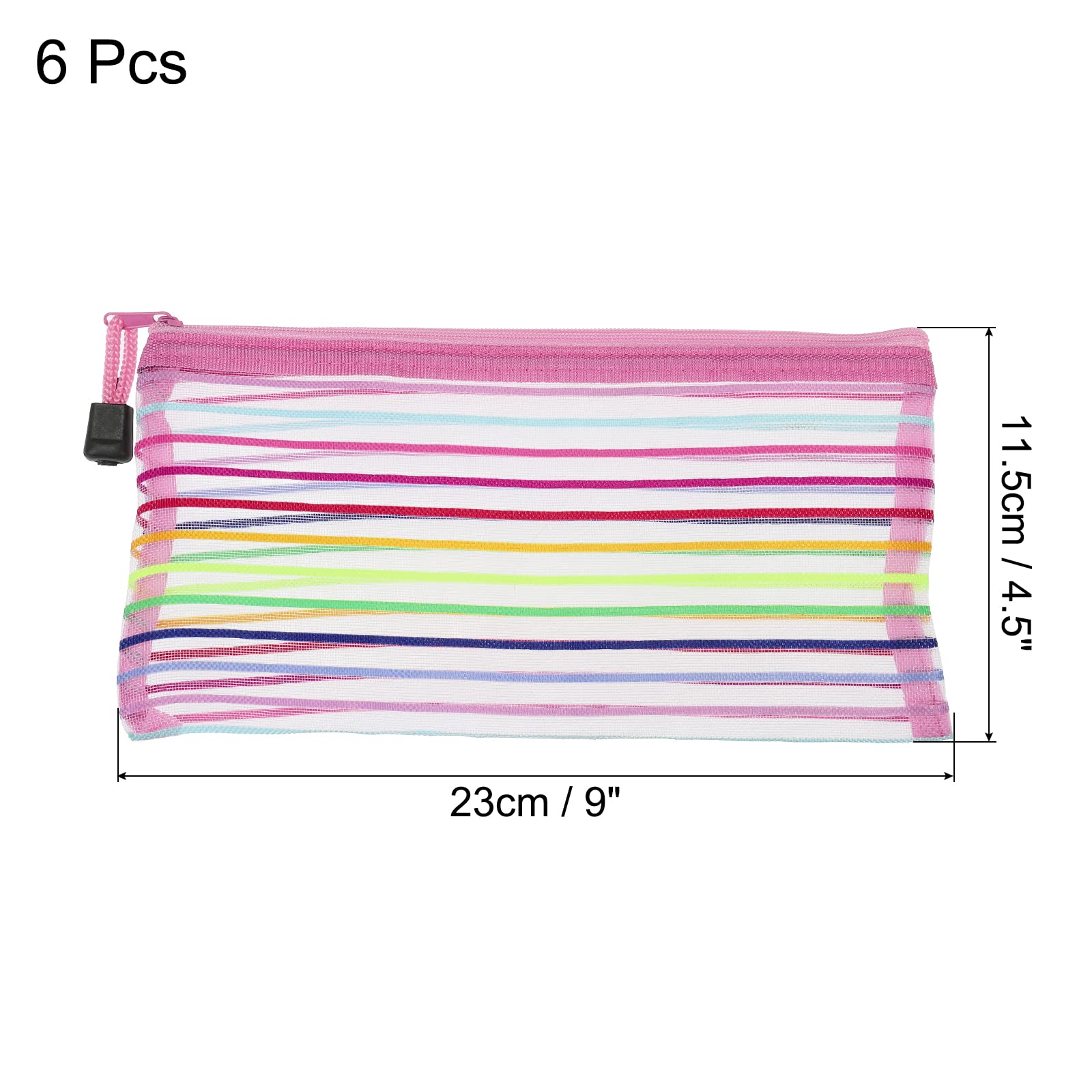 sourcing map B6 pochette maille zippée rose lot de 6 nylon