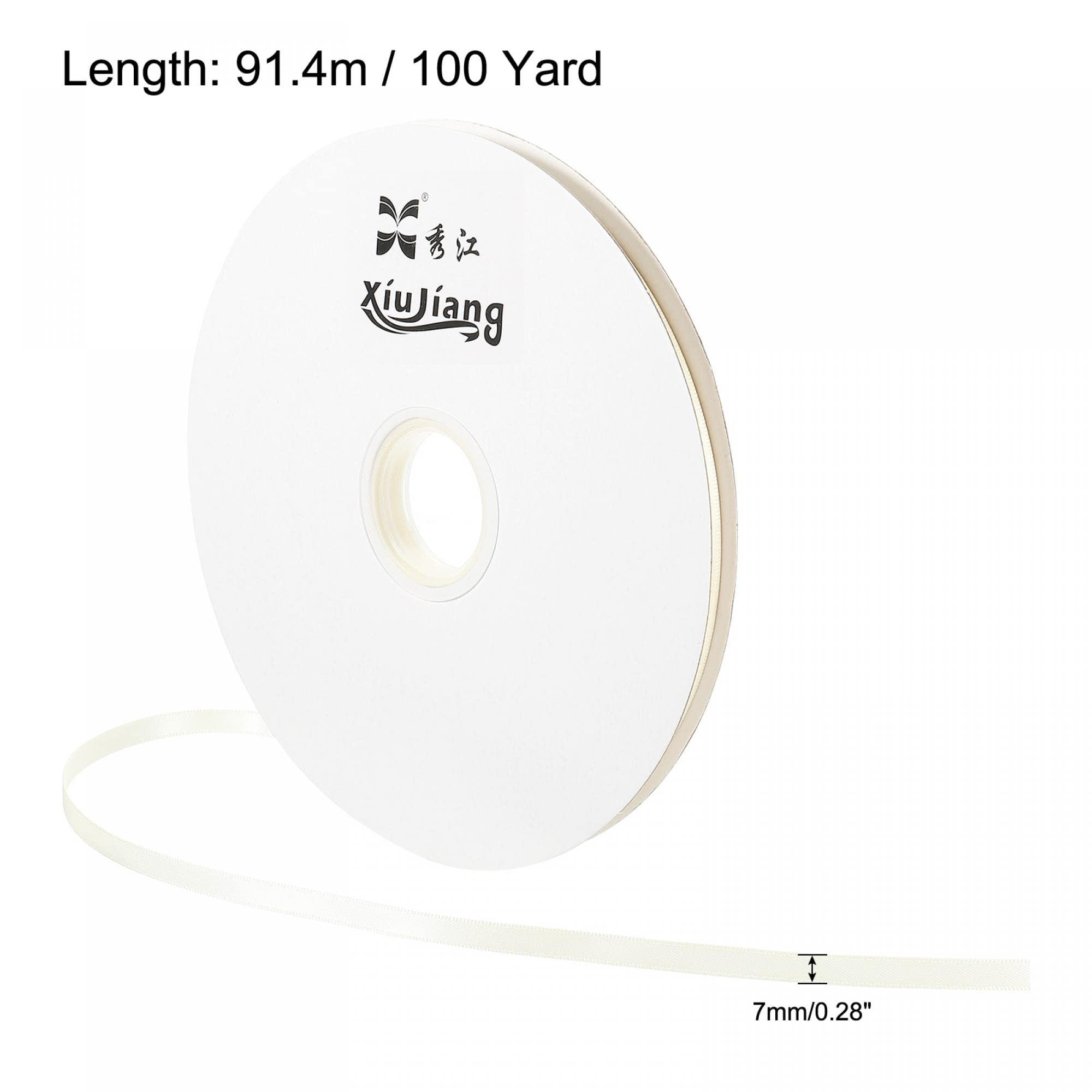 sourcing map Home & Garden ruban satin beige 7mmx91,4m polyester