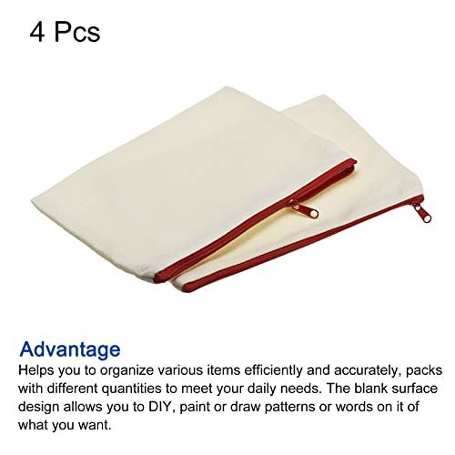 Sourcingmap Office pochette toile zip rouge 20x14 cm 4 pcs