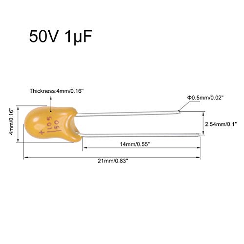Sourcing Map 1uF 50V condensateur tantale radial 10 pcs