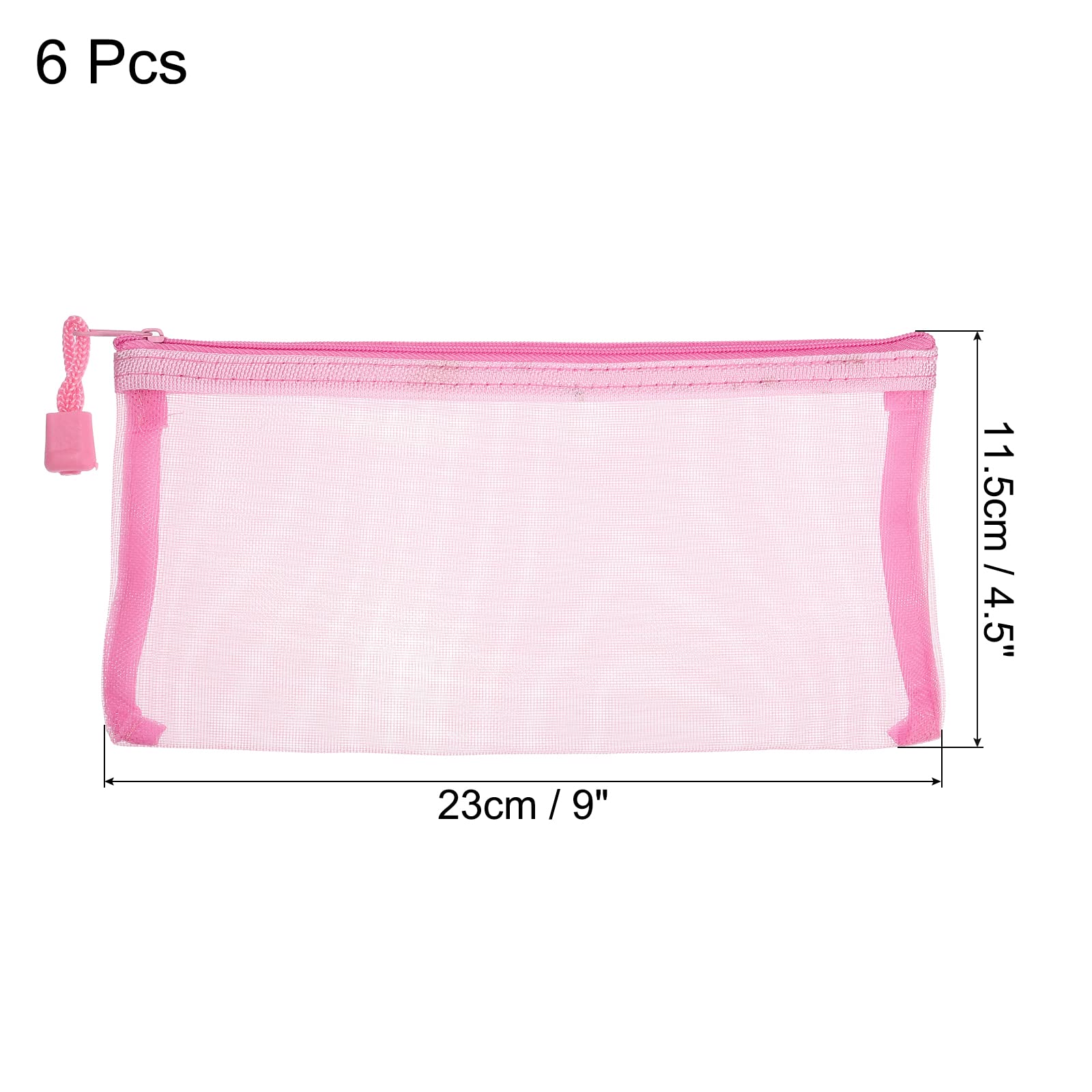 sourcing map B6 pochette zippée maille rose lot 6 nylon
