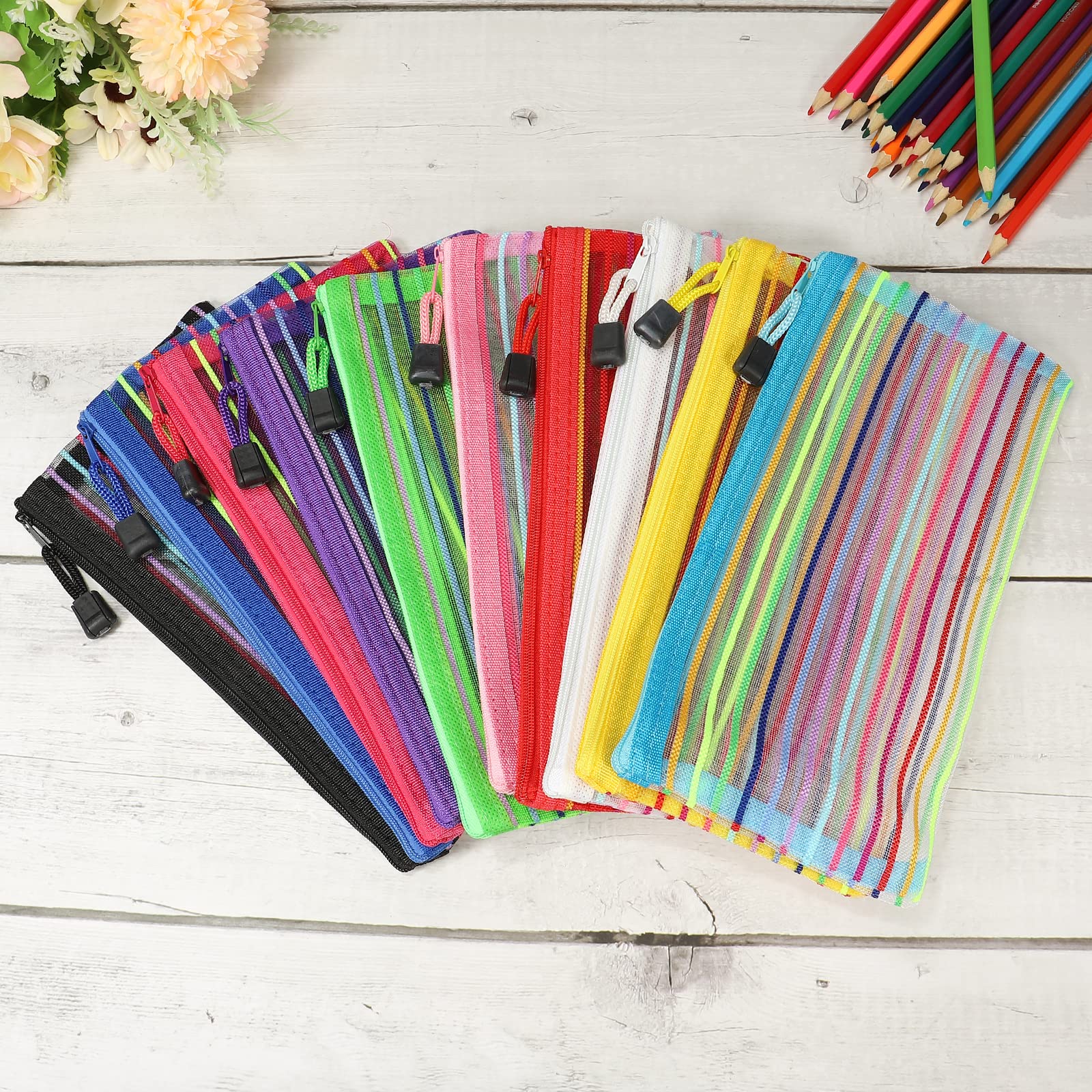 sourcing map B6 pochette maille zippée multicolore lot de 10 nylon