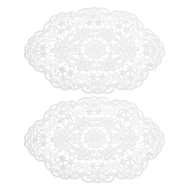 Sourcing Map Napperon Dentelle Blanc Ovale 30x45cm x2