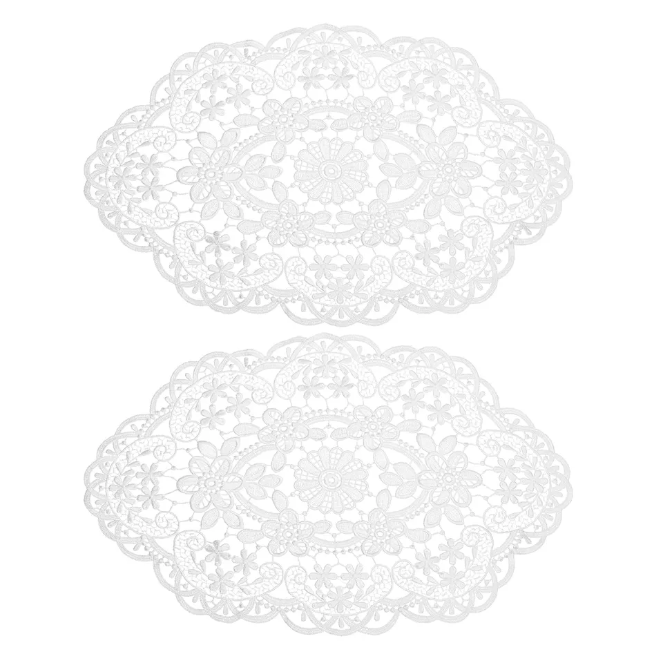 Sourcing Map Napperon Dentelle Blanc Ovale 30x45cm x2