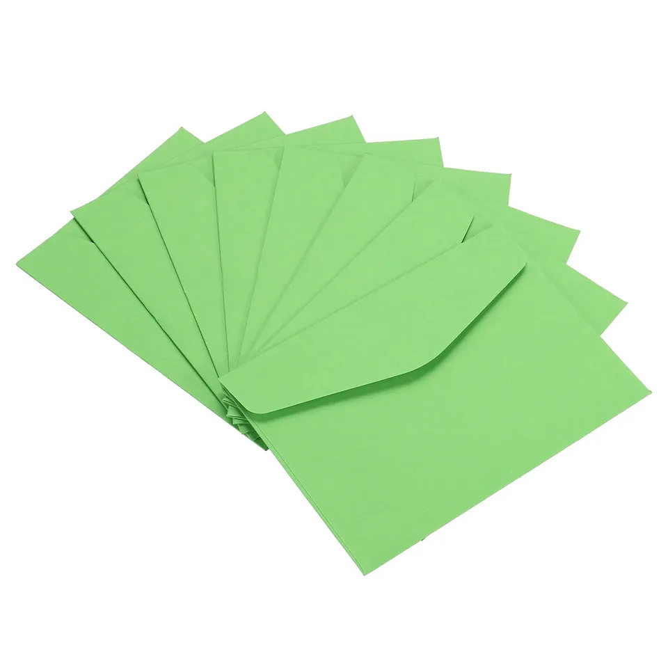 Sourcing Map 100 Mini Enveloppes papier vert 8,2x11,5cm