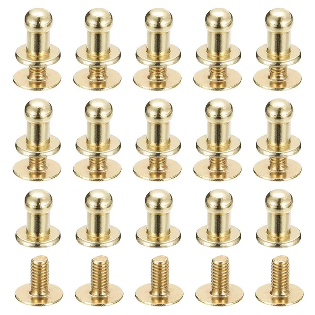 sourcing map rivet cuir tête boule 4mm doré métal lot de 15