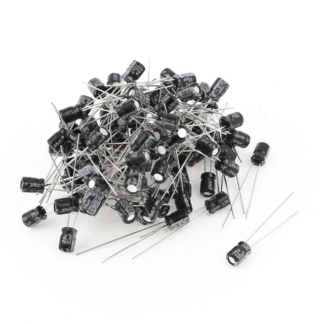 sourcing map Industrial 10uF 25V condensateur radial 100 pcs noir