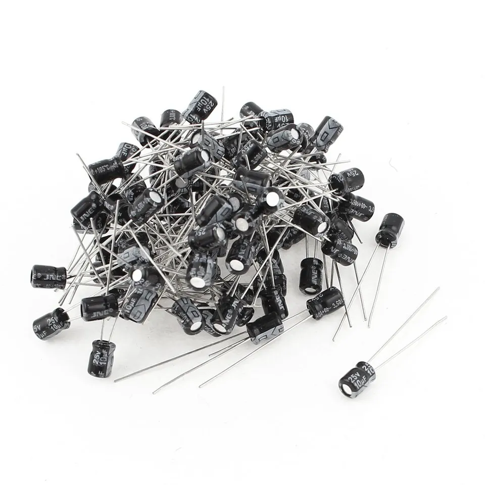 sourcing map Industrial 10uF 25V condensateur radial 100 pcs noir