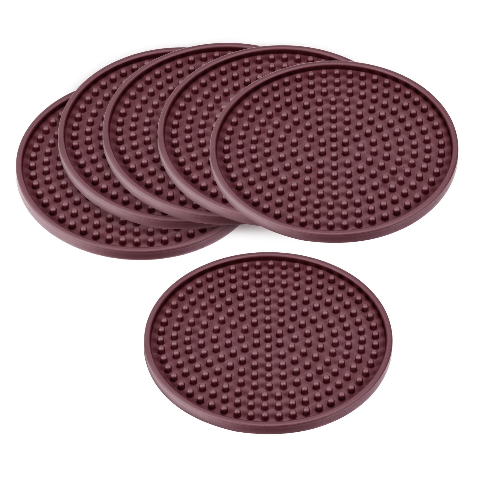 Sourcing Map Home Sous-verre Caoutchouc 100mm Marron Lot 6