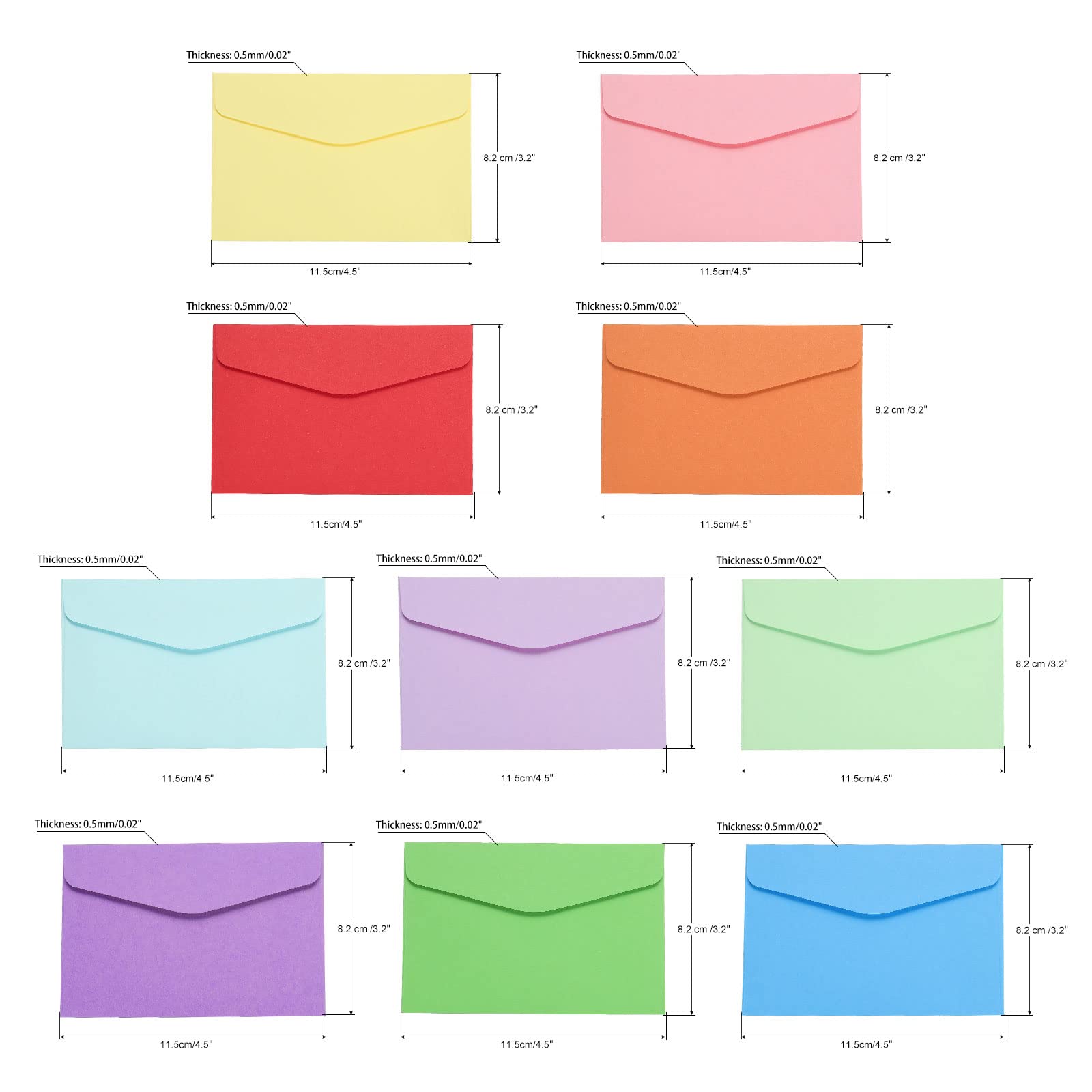 sourcing map Mini Enveloppes Multicolor 100 pcs 8,2x11,5cm