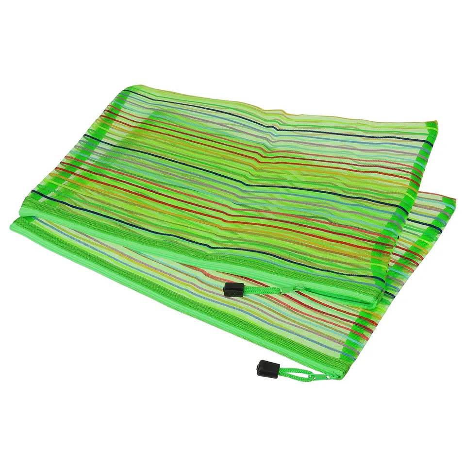 sourcing map A4 pochette zippée maille verte lot 6 nylon