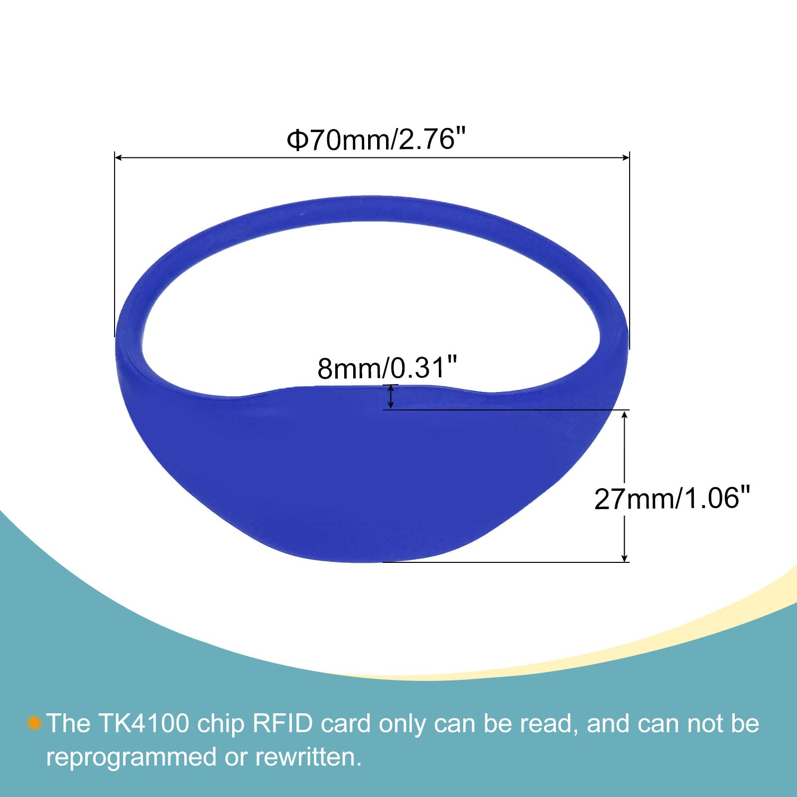 sourcing map bracelet RFID TK4100 125 kHz silicone bleu x5