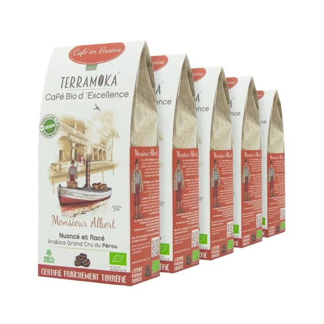 Terramoka Monsieur Albert café en grains bio Pérou 1 kg