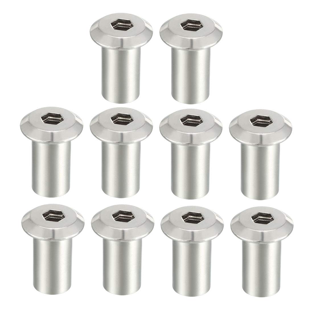 sourcing map M6x12mm insert écrou hexagonal nickelé lot 20