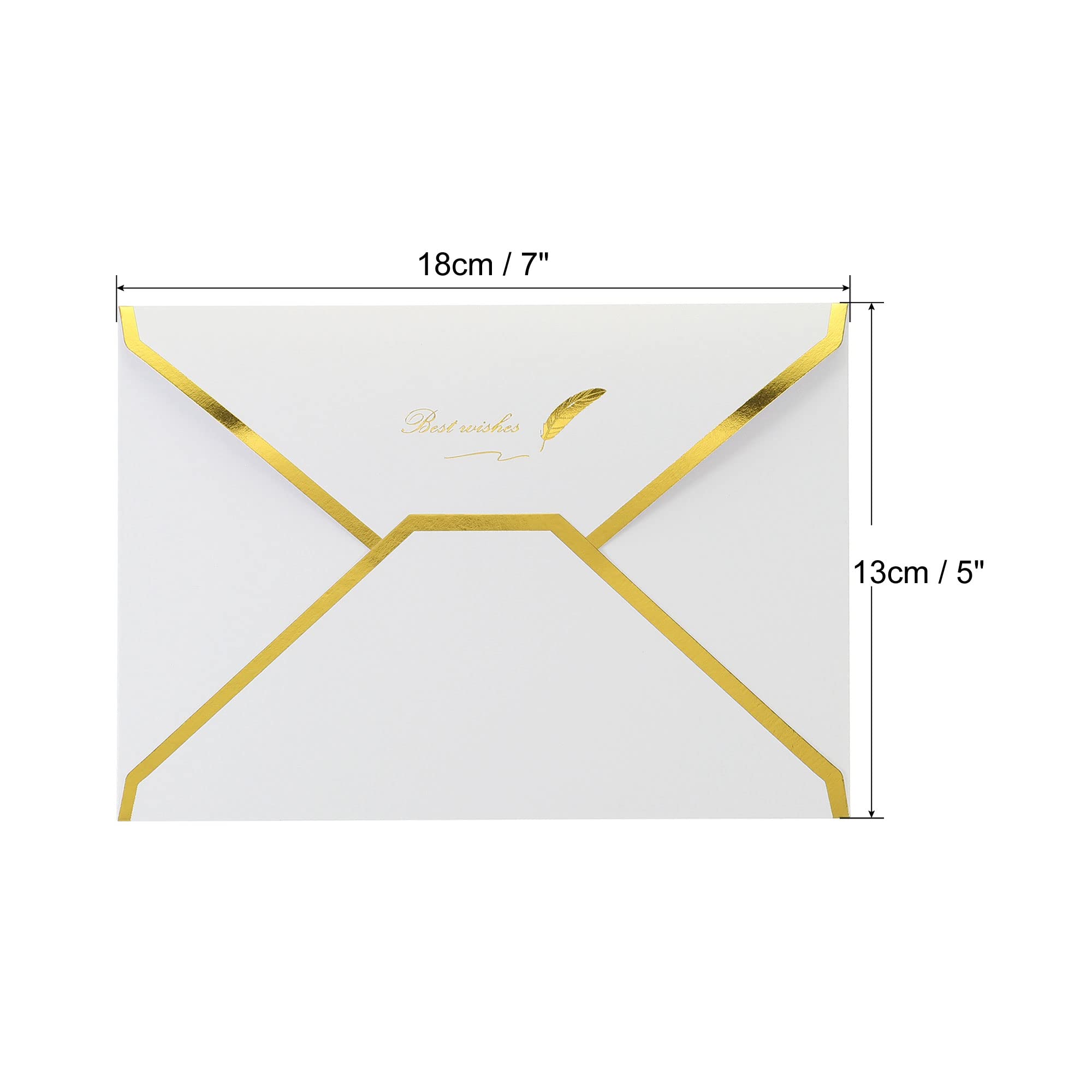 sourcing map Enveloppe B6 blanche bord doré lot de 20 invitation