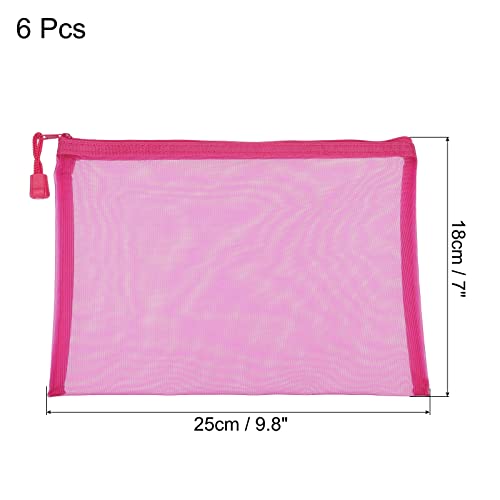 sourcing map A5 pochette zip nylon rose rouge lot 6