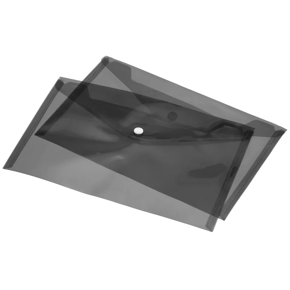 Sourcing Map Pochette A4 plastique gris lot 12 bouton pression
