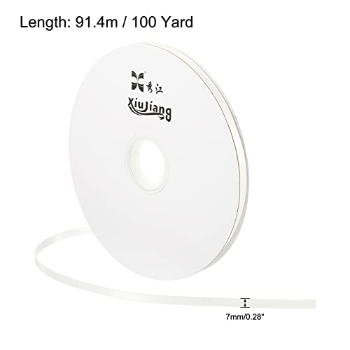 Sourcing Map ruban satin blanc cru 7mm x 91,4m double face