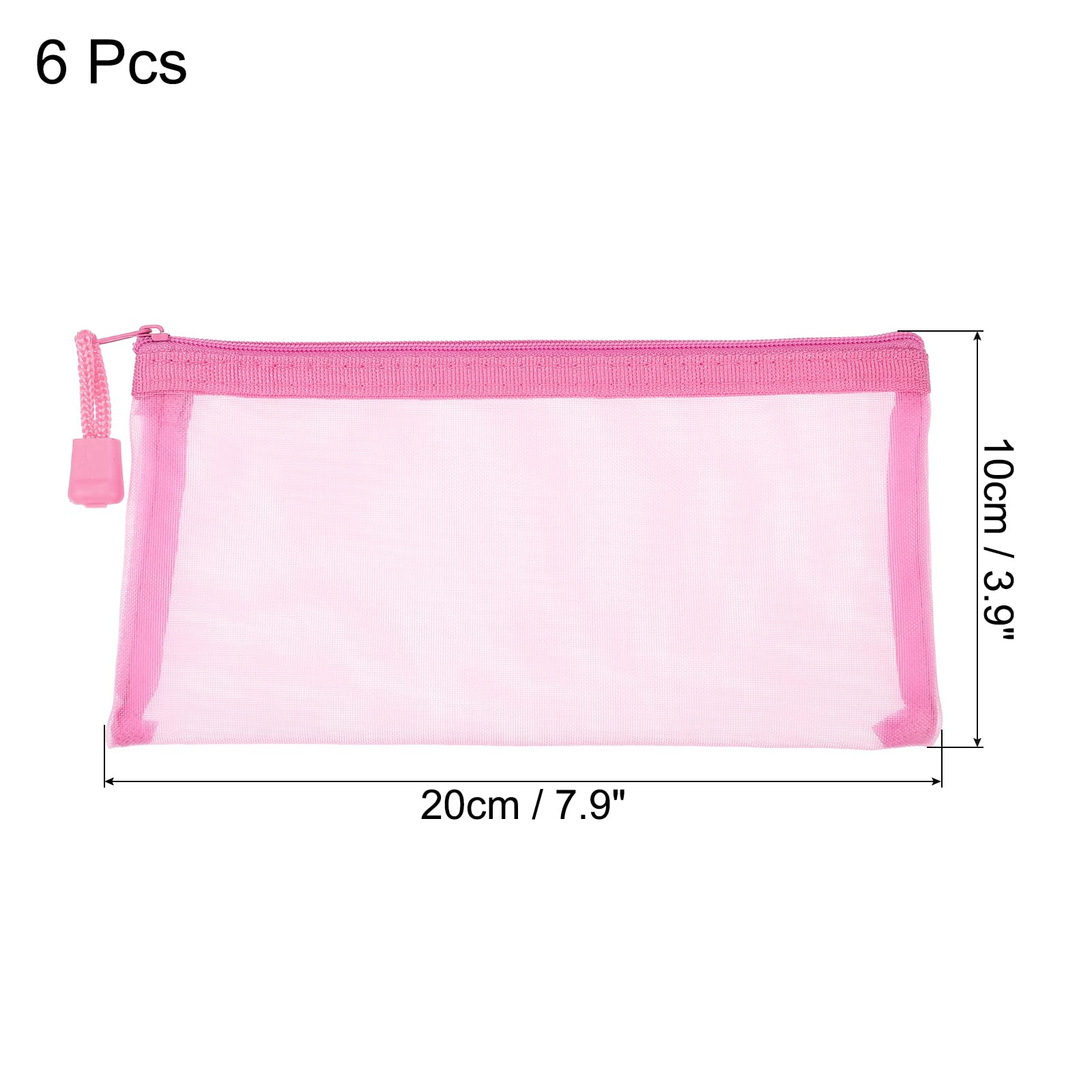 sourcing map pochette maille zippée A6 rose lot 6 nylon