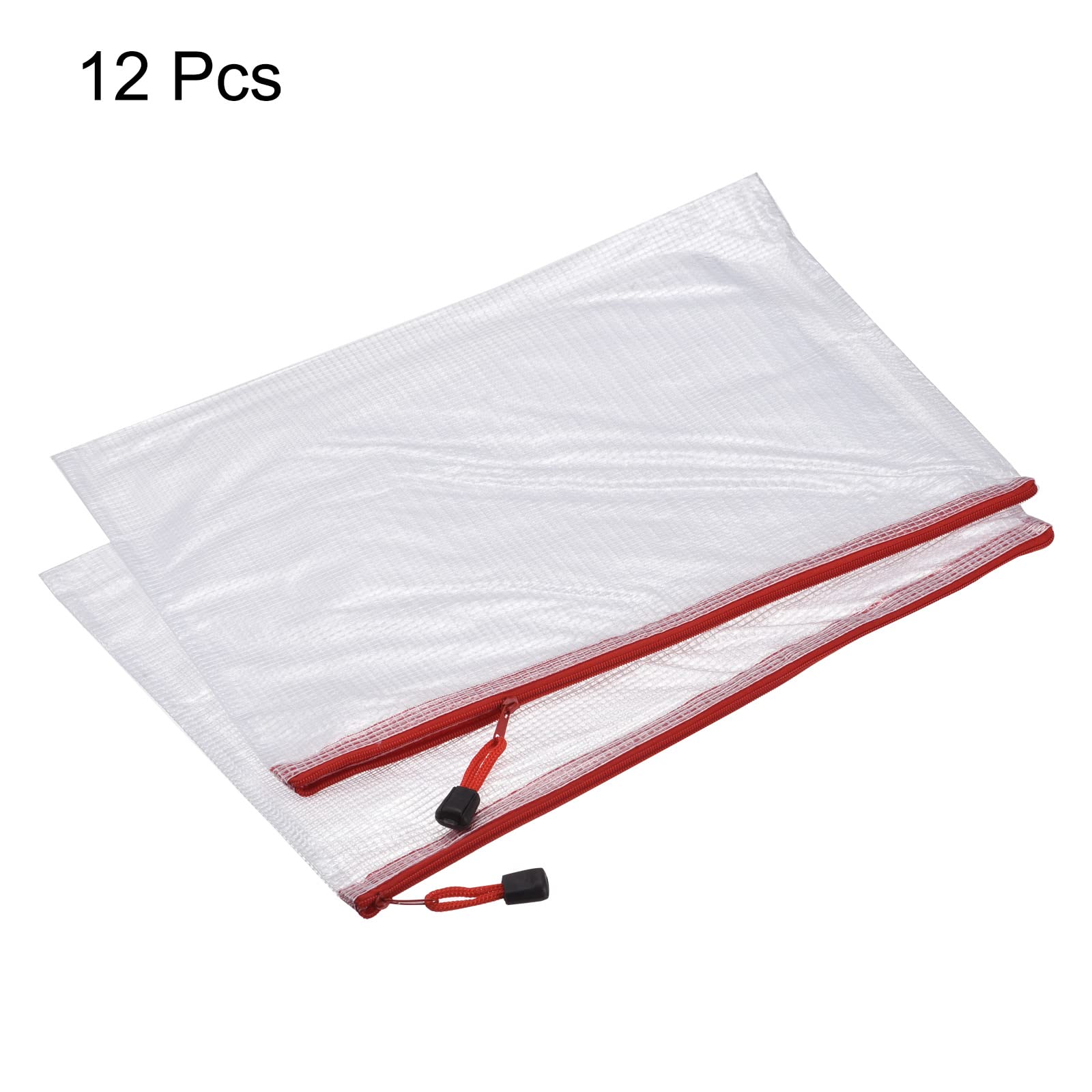 sourcing map pochette zip A4 rouge lot 12 PVC