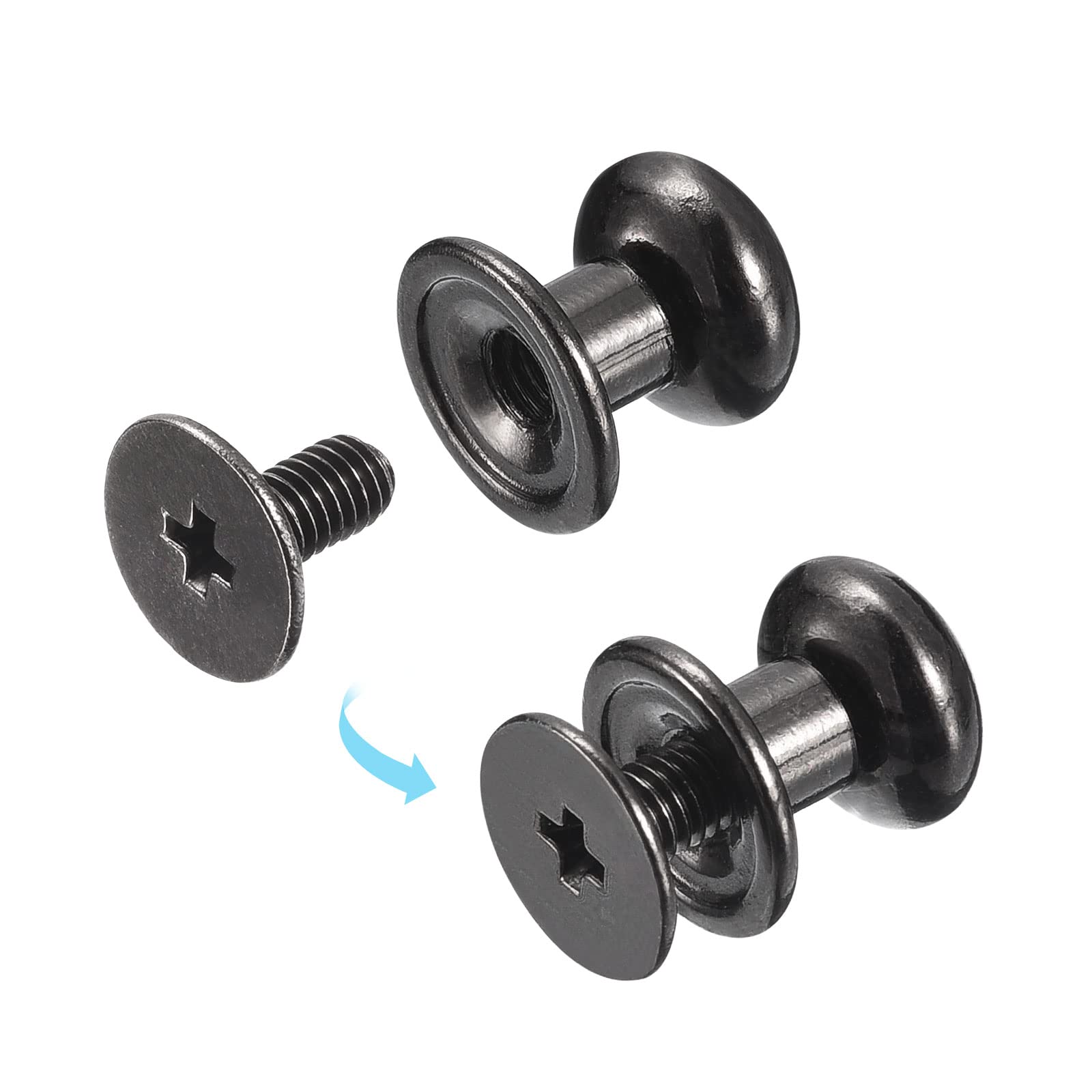 sourcing map rivet cuir tête boule 8mm noir métal lot de 15