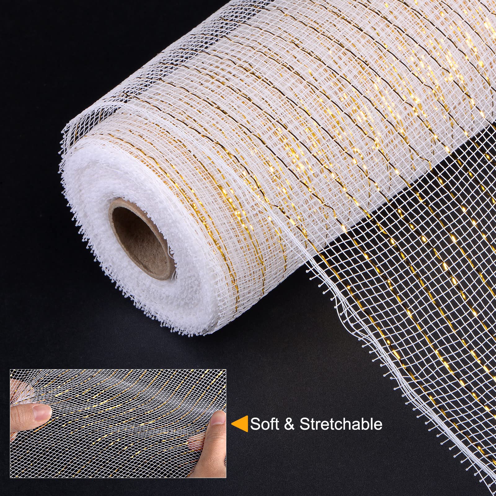 sourcing map Home & Garden maille 10 pouces x 10 yards blanc or 1 rouleau