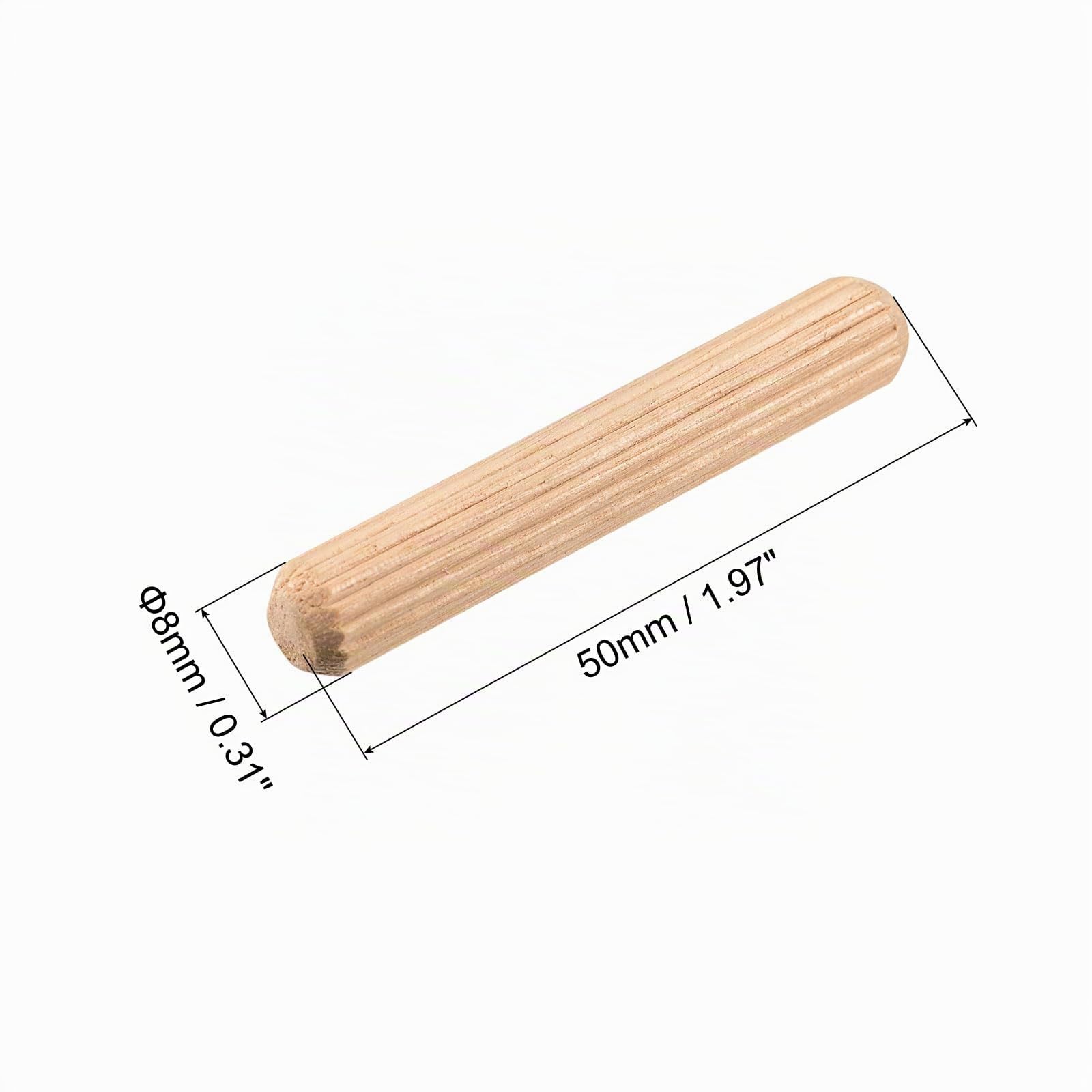 Sourcingmap Tourillons bois 8x50 mm brun clair lot 50 cannelés