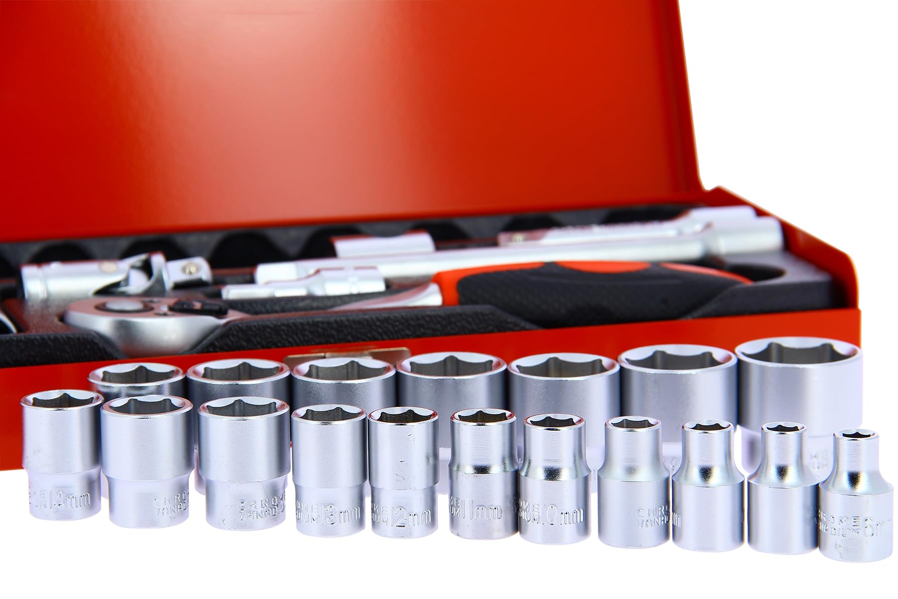 Precision Steel Outillage Coffret Cliquet Douilles 3/8 26 Pièces Chrome